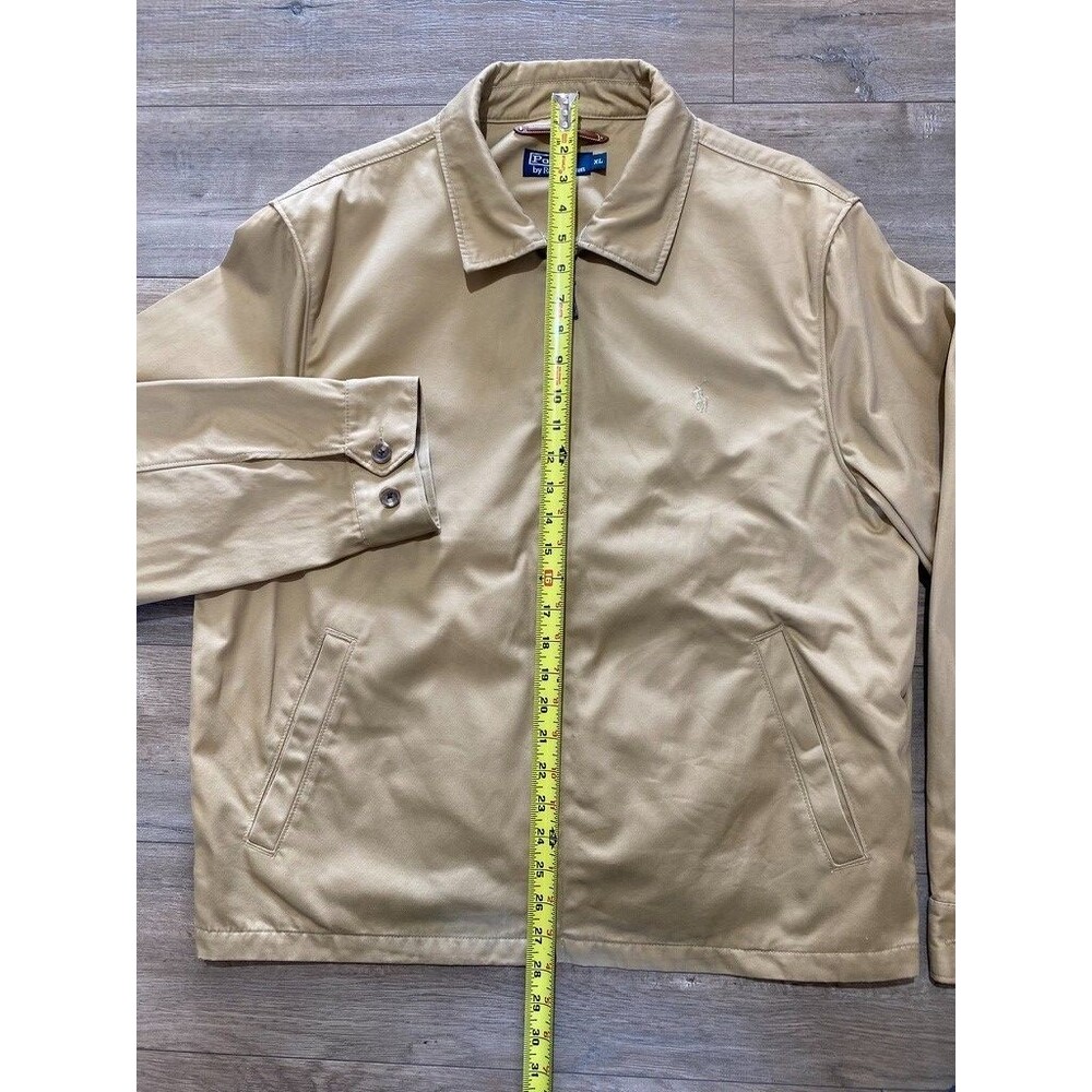 Polo Ralph Lauren Europe Bi Swing Mens XL Tan Pony Logo Leather Trim Jacket Rare - Picture 4 of 15